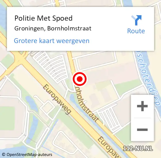 Locatie op kaart van de 112 melding: Politie Met Spoed Naar Groningen, Bornholmstraat op 23 januari 2024 17:37