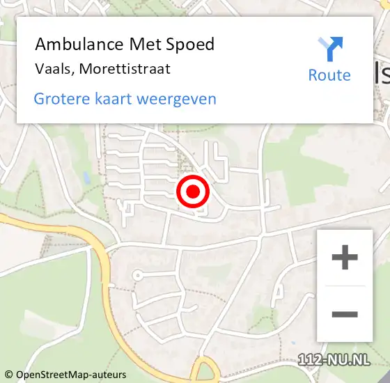 Locatie op kaart van de 112 melding: Ambulance Met Spoed Naar Vaals, Morettistraat op 23 september 2014 09:48