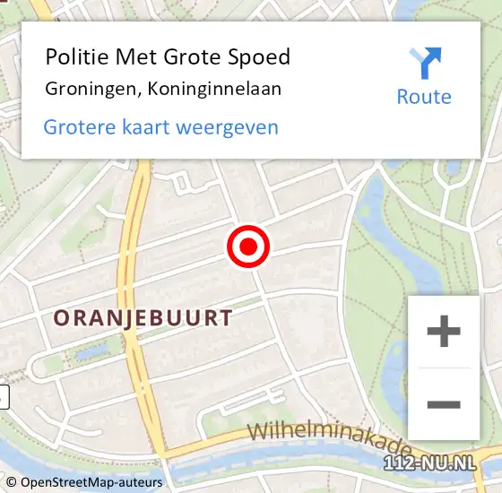 Locatie op kaart van de 112 melding: Politie Met Grote Spoed Naar Groningen, Koninginnelaan op 23 januari 2024 17:44