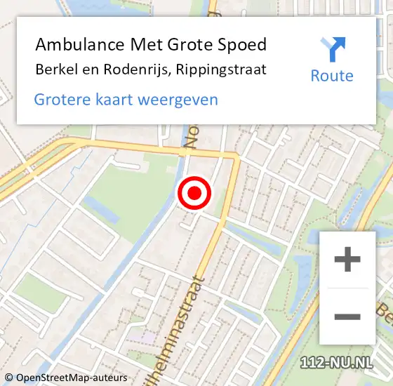 Locatie op kaart van de 112 melding: Ambulance Met Grote Spoed Naar Berkel en Rodenrijs, Rippingstraat op 23 januari 2024 18:13