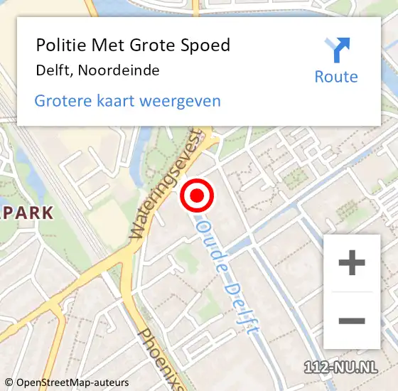 Locatie op kaart van de 112 melding: Politie Met Grote Spoed Naar Delft, Noordeinde op 23 januari 2024 18:15