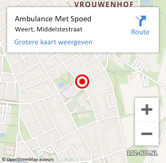 Locatie op kaart van de 112 melding: Ambulance Met Spoed Naar Weert, Middelstestraat op 23 januari 2024 18:33