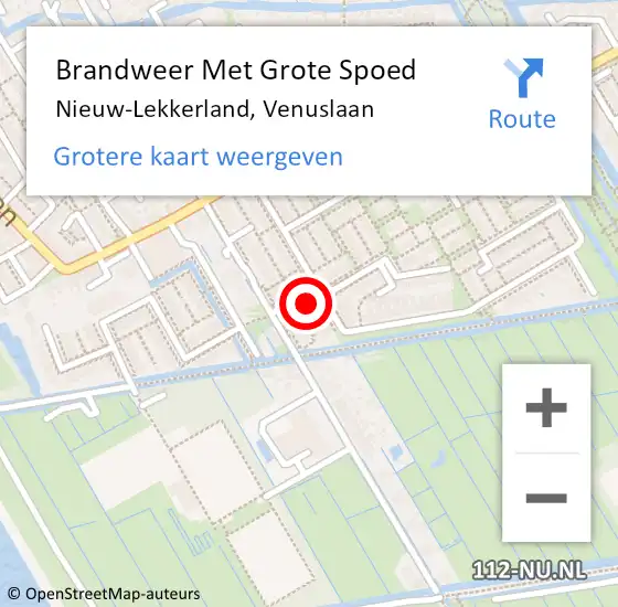 Locatie op kaart van de 112 melding: Brandweer Met Grote Spoed Naar Nieuw-Lekkerland, Venuslaan op 23 januari 2024 18:42