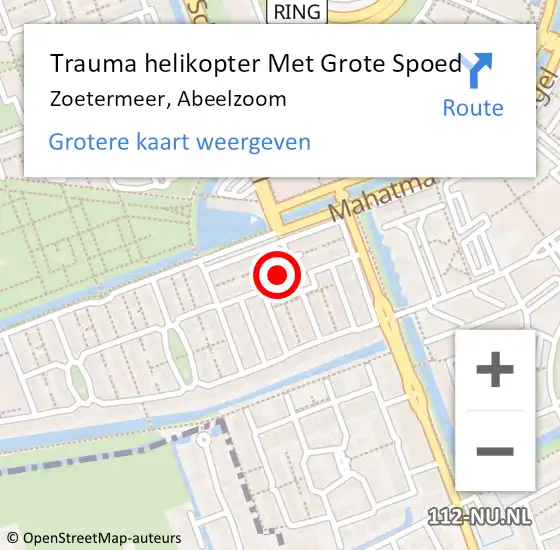 Locatie op kaart van de 112 melding: Trauma helikopter Met Grote Spoed Naar Zoetermeer, Abeelzoom op 23 januari 2024 18:47
