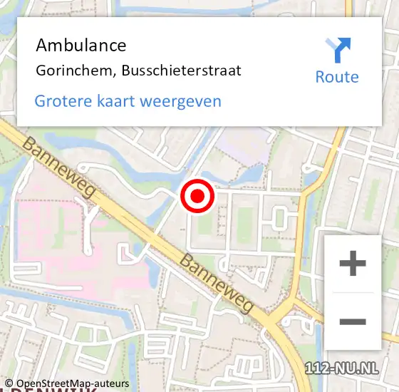 Locatie op kaart van de 112 melding: Ambulance Gorinchem, Busschieterstraat op 23 januari 2024 19:10