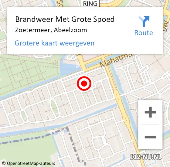 Locatie op kaart van de 112 melding: Brandweer Met Grote Spoed Naar Zoetermeer, Abeelzoom op 23 januari 2024 19:15