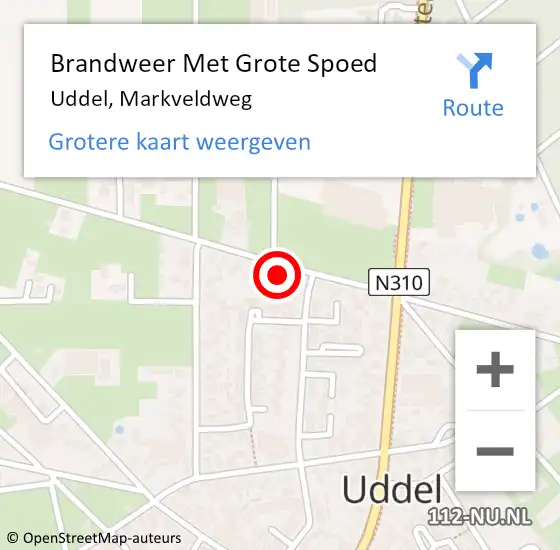 Locatie op kaart van de 112 melding: Brandweer Met Grote Spoed Naar Uddel, Markveldweg op 23 januari 2024 19:17