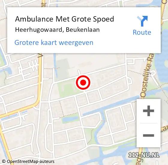 Locatie op kaart van de 112 melding: Ambulance Met Grote Spoed Naar Heerhugowaard, Beukenlaan op 23 januari 2024 19:17
