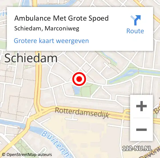 Locatie op kaart van de 112 melding: Ambulance Met Grote Spoed Naar Schiedam, Marconiweg op 23 januari 2024 19:20