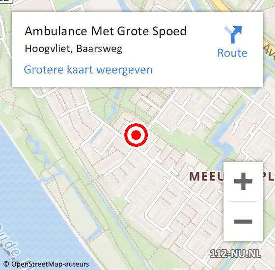 Locatie op kaart van de 112 melding: Ambulance Met Grote Spoed Naar Hoogvliet, Baarsweg op 23 januari 2024 19:21