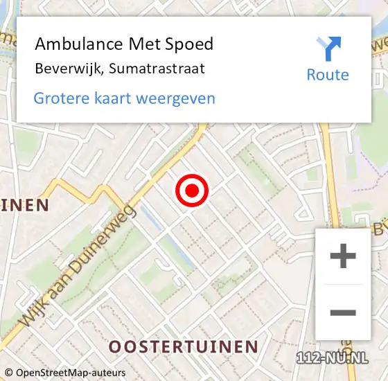 Locatie op kaart van de 112 melding: Ambulance Met Spoed Naar Beverwijk, Sumatrastraat op 23 januari 2024 19:24