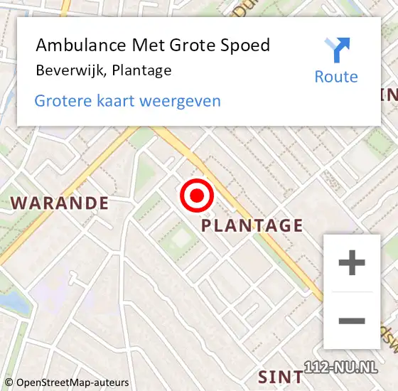 Locatie op kaart van de 112 melding: Ambulance Met Grote Spoed Naar Beverwijk, Plantage op 23 januari 2024 19:46