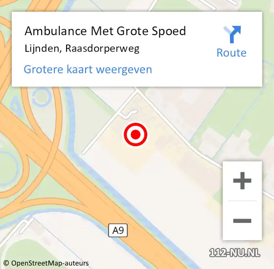 Locatie op kaart van de 112 melding: Ambulance Met Grote Spoed Naar Lijnden, Raasdorperweg op 23 januari 2024 19:48