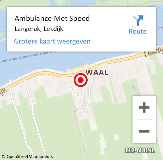 Locatie op kaart van de 112 melding: Ambulance Met Spoed Naar Langerak, Lekdijk op 23 januari 2024 20:12