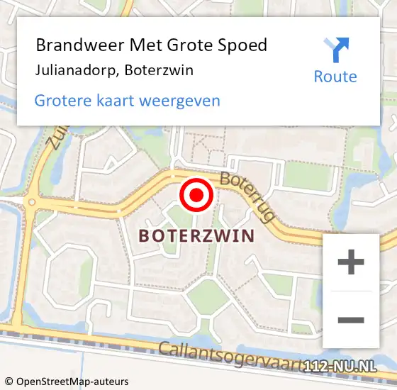 Locatie op kaart van de 112 melding: Brandweer Met Grote Spoed Naar Julianadorp, Boterzwin op 23 januari 2024 20:26