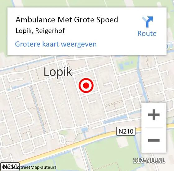 Locatie op kaart van de 112 melding: Ambulance Met Grote Spoed Naar Lopik, Reigerhof op 23 januari 2024 20:48