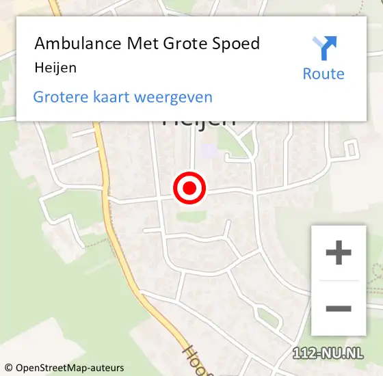 Locatie op kaart van de 112 melding: Ambulance Met Grote Spoed Naar Heijen op 23 januari 2024 21:19