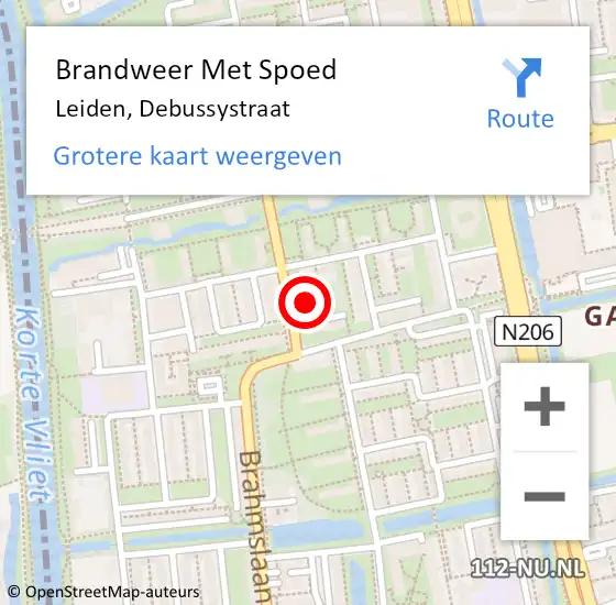 Locatie op kaart van de 112 melding: Brandweer Met Spoed Naar Leiden, Debussystraat op 23 januari 2024 21:23