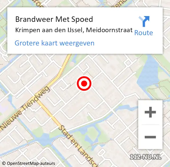 Locatie op kaart van de 112 melding: Brandweer Met Spoed Naar Krimpen aan den IJssel, Meidoornstraat op 23 januari 2024 21:30