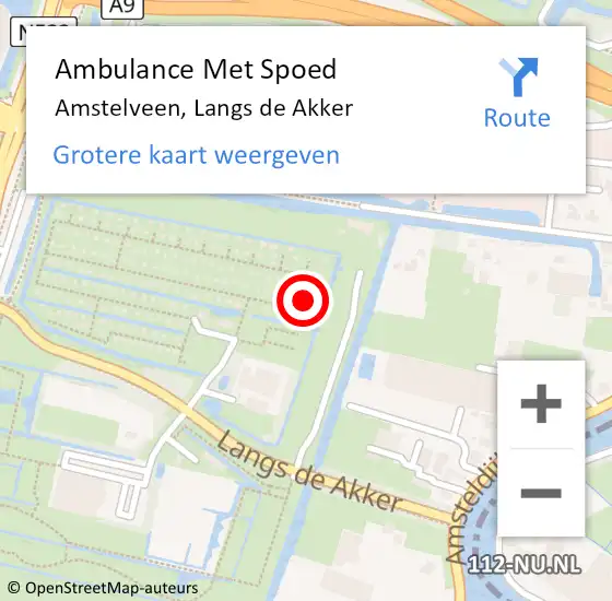 Locatie op kaart van de 112 melding: Ambulance Met Spoed Naar Amstelveen, Langs de Akker op 23 januari 2024 21:37