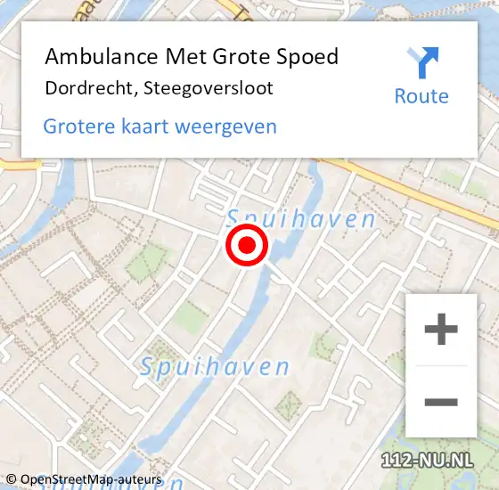 Locatie op kaart van de 112 melding: Ambulance Met Grote Spoed Naar Dordrecht, Steegoversloot op 23 januari 2024 21:43