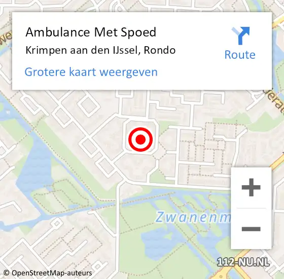 Locatie op kaart van de 112 melding: Ambulance Met Spoed Naar Krimpen aan den IJssel, Rondo op 23 januari 2024 21:53