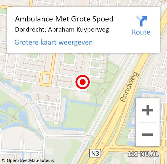 Locatie op kaart van de 112 melding: Ambulance Met Grote Spoed Naar Dordrecht, Abraham Kuyperweg op 23 januari 2024 22:19