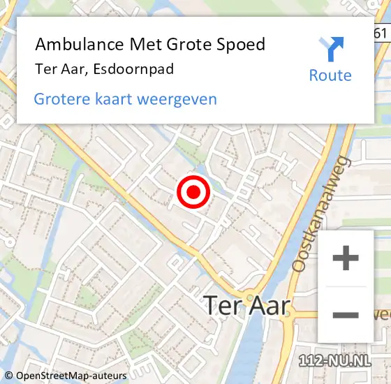 Locatie op kaart van de 112 melding: Ambulance Met Grote Spoed Naar Ter Aar, Esdoornpad op 23 januari 2024 22:20