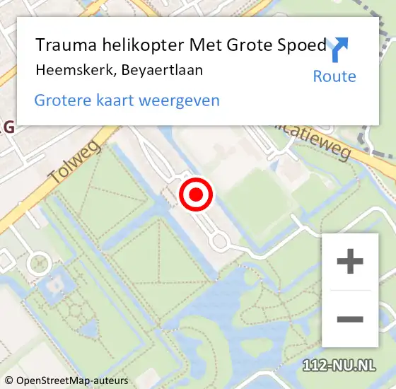 Locatie op kaart van de 112 melding: Trauma helikopter Met Grote Spoed Naar Heemskerk, Beyaertlaan op 23 januari 2024 22:22