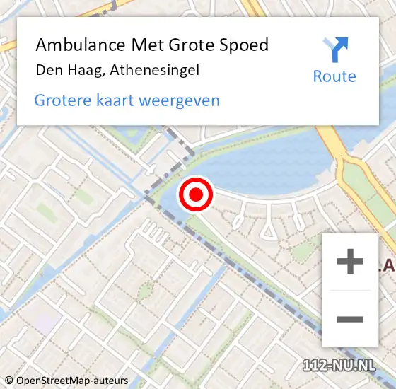 Locatie op kaart van de 112 melding: Ambulance Met Grote Spoed Naar Den Haag, Athenesingel op 23 januari 2024 22:28