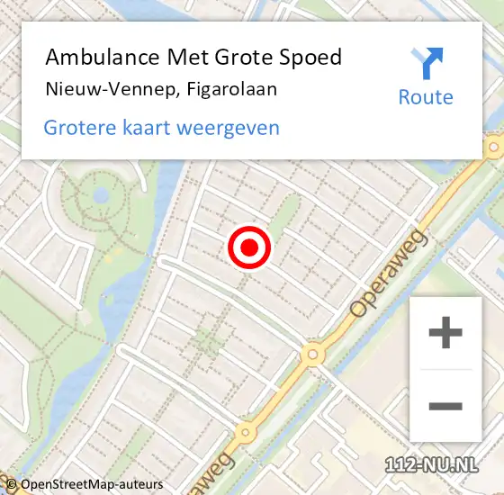 Locatie op kaart van de 112 melding: Ambulance Met Grote Spoed Naar Nieuw-Vennep, Figarolaan op 23 januari 2024 22:40