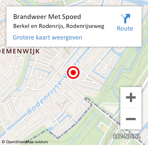 Locatie op kaart van de 112 melding: Brandweer Met Spoed Naar Berkel en Rodenrijs, Rodenrijseweg op 23 januari 2024 22:53