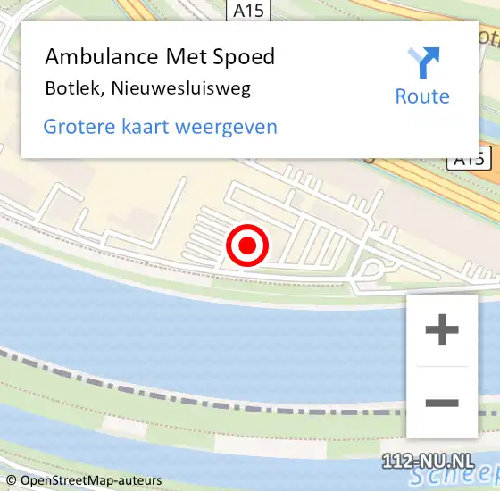 Locatie op kaart van de 112 melding: Ambulance Met Spoed Naar Botlek, Nieuwesluisweg op 23 september 2014 10:15