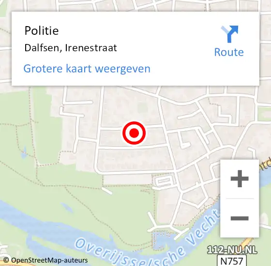 Locatie op kaart van de 112 melding: Politie Dalfsen, Irenestraat op 24 januari 2024 00:12