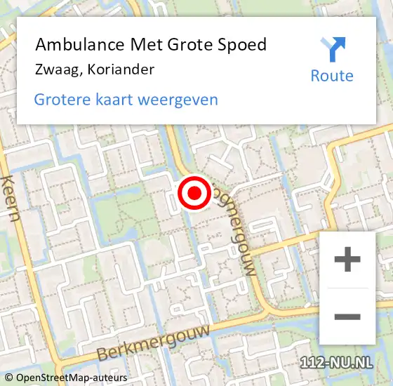 Locatie op kaart van de 112 melding: Ambulance Met Grote Spoed Naar Zwaag, Koriander op 24 januari 2024 00:35