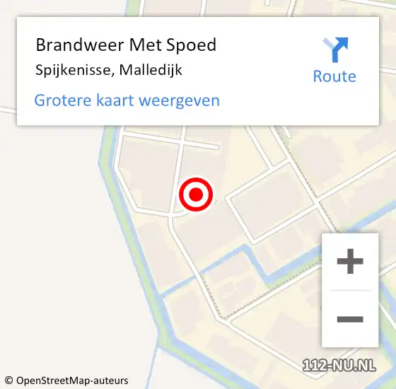 Locatie op kaart van de 112 melding: Brandweer Met Spoed Naar Spijkenisse, Malledijk op 24 januari 2024 00:54