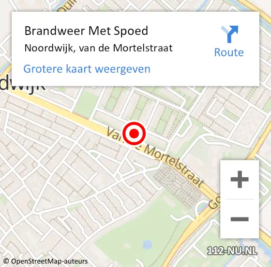 Locatie op kaart van de 112 melding: Brandweer Met Spoed Naar Noordwijk, van de Mortelstraat op 24 januari 2024 01:00