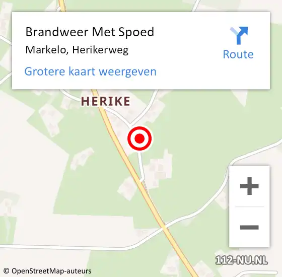 Locatie op kaart van de 112 melding: Brandweer Met Spoed Naar Markelo, Herikerweg op 24 januari 2024 01:09