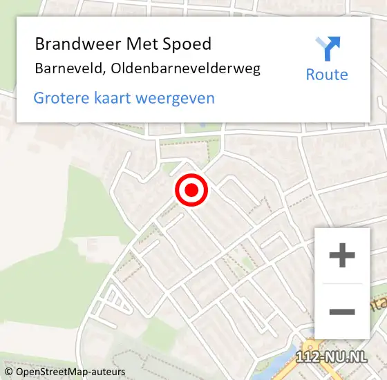 Locatie op kaart van de 112 melding: Brandweer Met Spoed Naar Barneveld, Oldenbarnevelderweg op 24 januari 2024 02:24