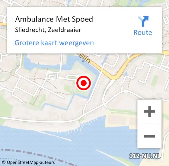 Locatie op kaart van de 112 melding: Ambulance Met Spoed Naar Sliedrecht, Zeeldraaier op 24 januari 2024 02:43