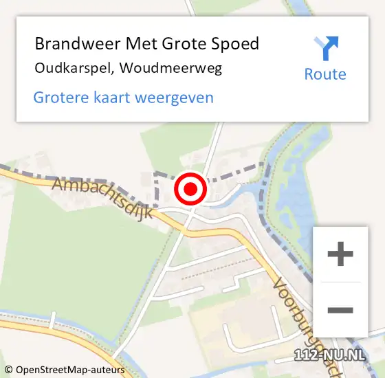 Locatie op kaart van de 112 melding: Brandweer Met Grote Spoed Naar Oudkarspel, Woudmeerweg op 24 januari 2024 03:08