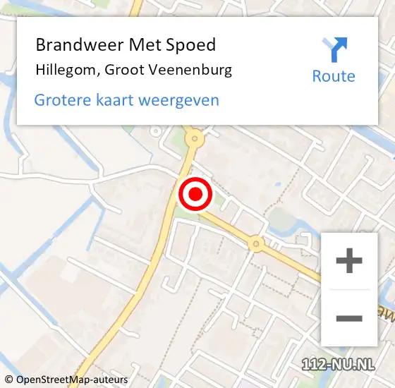 Locatie op kaart van de 112 melding: Brandweer Met Spoed Naar Hillegom, Groot Veenenburg op 24 januari 2024 03:18