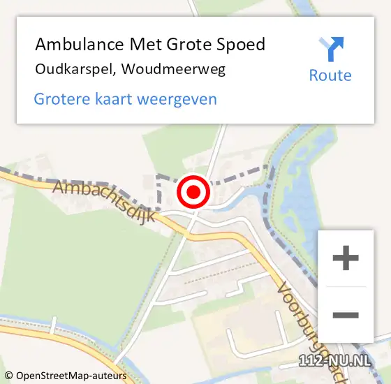 Locatie op kaart van de 112 melding: Ambulance Met Grote Spoed Naar Oudkarspel, Woudmeerweg op 24 januari 2024 03:21