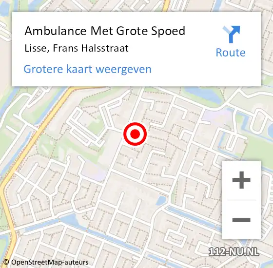 Locatie op kaart van de 112 melding: Ambulance Met Grote Spoed Naar Lisse, Frans Halsstraat op 24 januari 2024 03:40