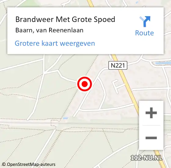 Locatie op kaart van de 112 melding: Brandweer Met Grote Spoed Naar Baarn, van Reenenlaan op 24 januari 2024 04:25