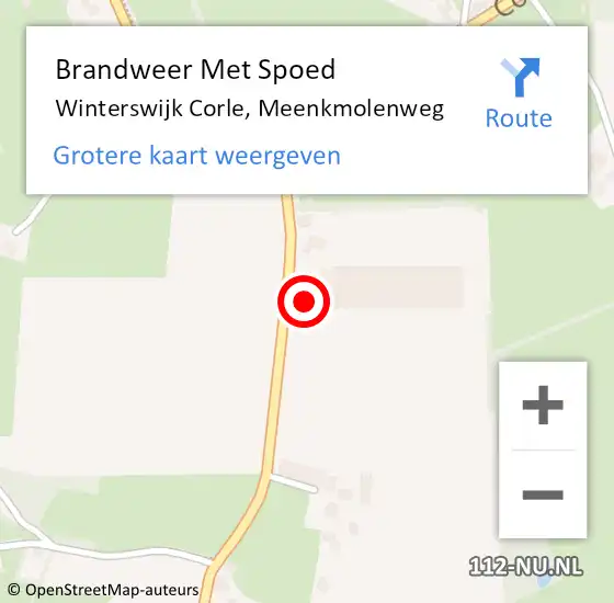 Locatie op kaart van de 112 melding: Brandweer Met Spoed Naar Winterswijk Corle, Meenkmolenweg op 24 januari 2024 04:51