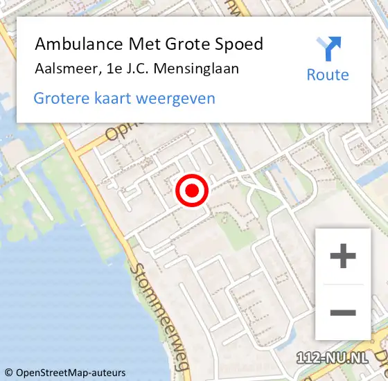 Locatie op kaart van de 112 melding: Ambulance Met Grote Spoed Naar Aalsmeer, 1e J.C. Mensinglaan op 24 januari 2024 05:16