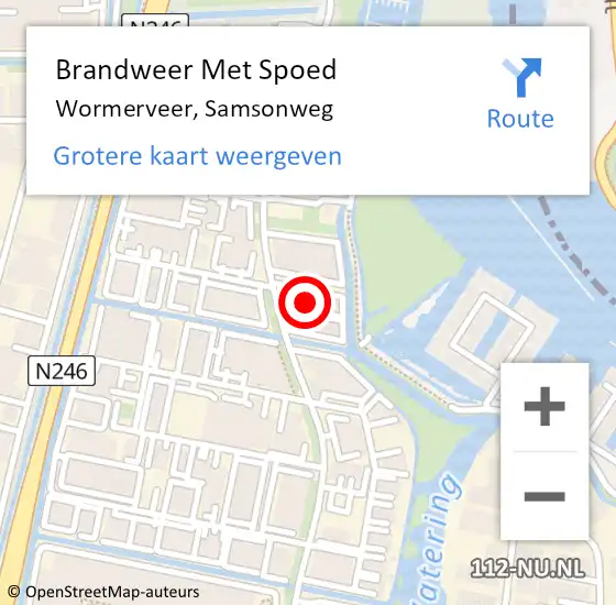 Locatie op kaart van de 112 melding: Brandweer Met Spoed Naar Wormerveer, Samsonweg op 24 januari 2024 05:31