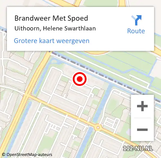 Locatie op kaart van de 112 melding: Brandweer Met Spoed Naar Uithoorn, Helene Swarthlaan op 24 januari 2024 06:33