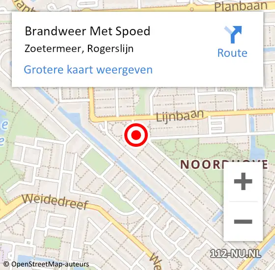 Locatie op kaart van de 112 melding: Brandweer Met Spoed Naar Zoetermeer, Rogerslijn op 24 januari 2024 07:08